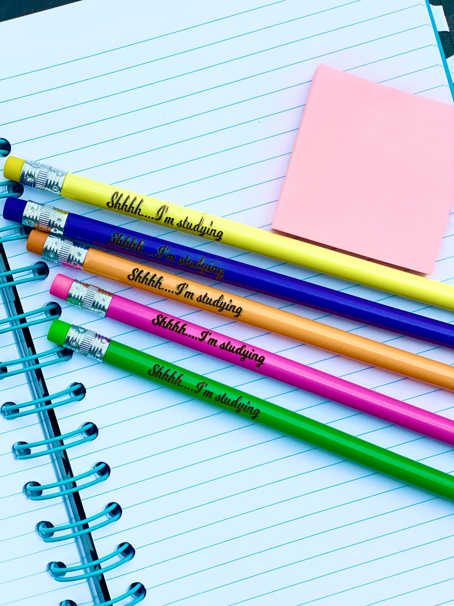 Pencils - Engraved With "Shhh...I'm studying" - 5 Pack