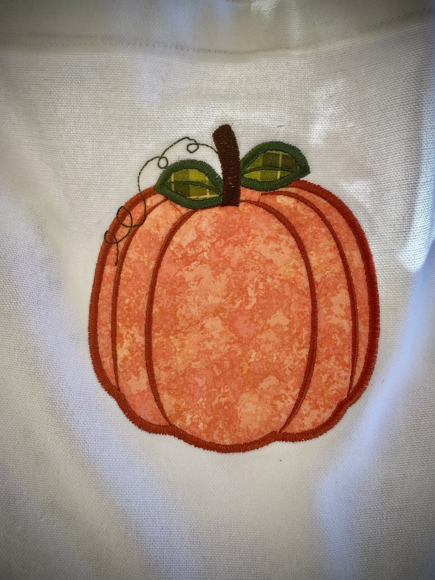Fall Tote Bag with Green Fox Accents and a Pumpkin Applique