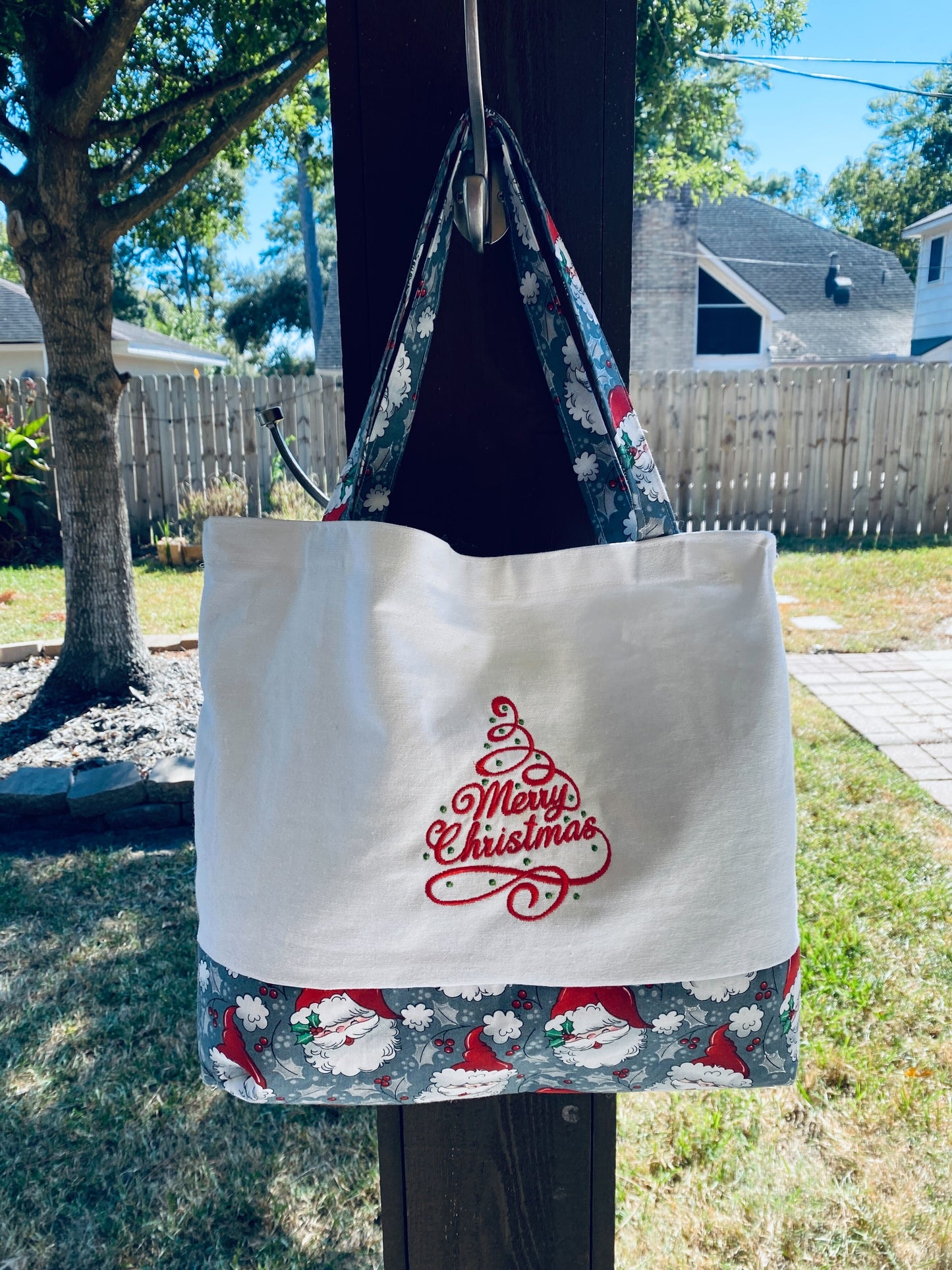 Glitter Gray Santa Tote Bag