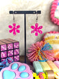 Pink Dangle Earrings with Holographic Stars