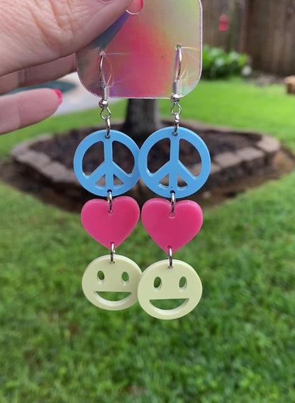 Peace, Love, and Happiness Earrings